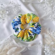 Kék-citromos scrunchie - nagy