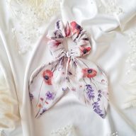Levendulás-pipacsos scrunchie nagy fülekkel 