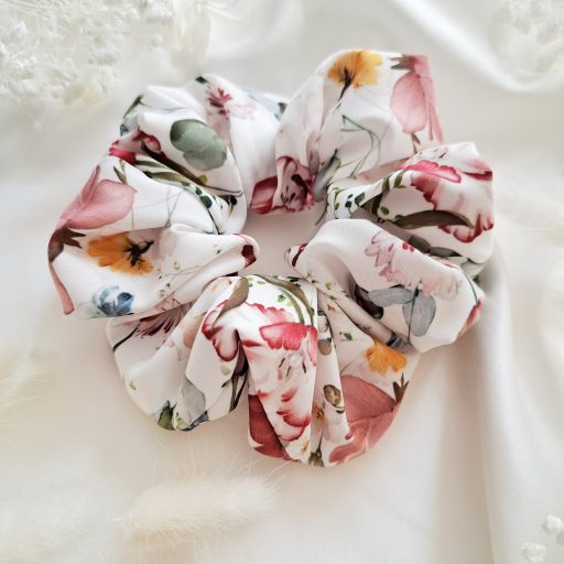 Bordó virágos scrunchie - választható méret 