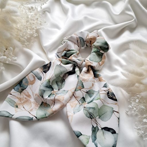 Eukaliptusz mintás scrunchie - nagy füles 