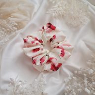 Pink virágos scrunchie - nagy