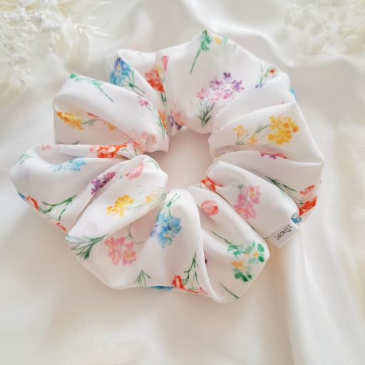 Apró színes virágos scrunchie - választható méret 