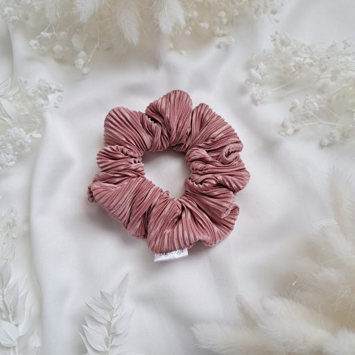 Old rose pliszirozott scrunchie- közepes 
