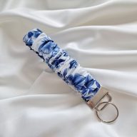 Scrunchie kulcstartó - kék mintás 